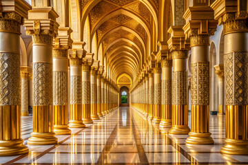 Fototapeta premium gold corridor pillars background