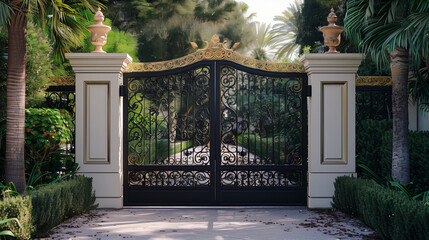 Explore the allure of beautifully crafted exterior gate designs and wooden bridges in a garden...