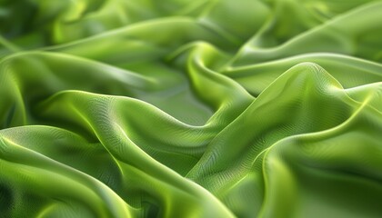 Obraz premium Soft Flowing Green Fabric Texture with Subtle Light Reflections, Delicate and Serene Atmosphere, Copy Space
