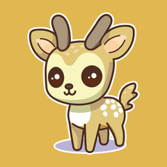 Adorable Cartoon Deer with Big Expressive Eyes