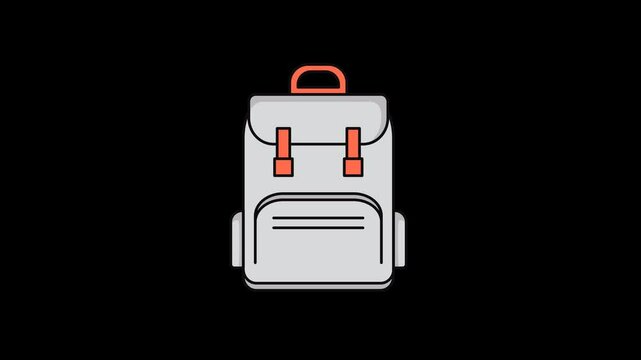 animation of school backpack 3 in 1 vector with a red strap in flat style design