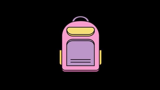 animation of school backpack with Hand drawn style colorfull vector illustrations