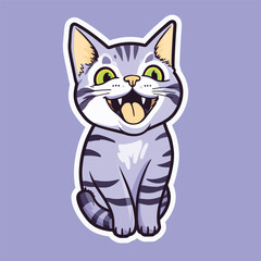 Cheerful Grey-Striped Kitten with a Big Smile