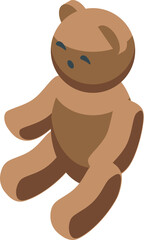 Brown teddy bear sitting with closed eyes, isometric icon