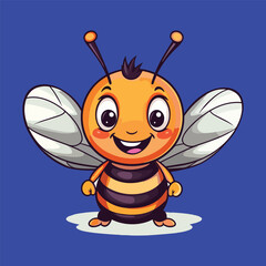  Friendly Cartoon Bee with Striped Body Illustration
