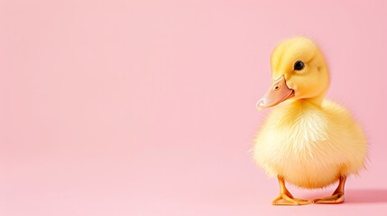 Yellow duckling on a pink background
