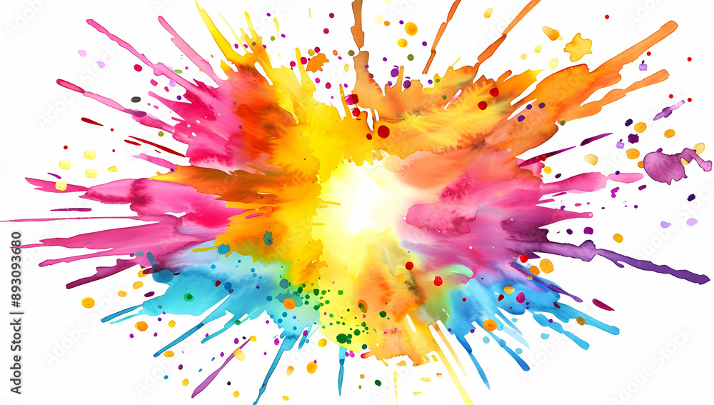 Poster vibrant explosion of colorful paint splashes creating a dynamic and energetic abstract art piece on 