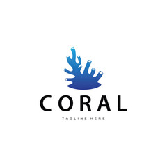 coral logo underwater seaweed plant simple template design marine decoration