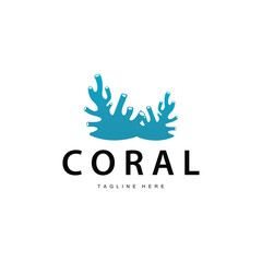 coral logo underwater seaweed plant simple template design marine decoration
