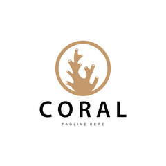 coral logo underwater seaweed plant simple template design marine decoration