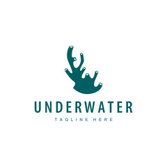 coral logo underwater seaweed plant simple template design marine decoration