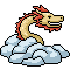 Fototapeta premium pixel art of dragon on cloud