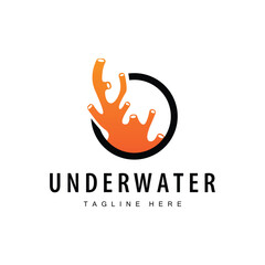 coral logo underwater seaweed plant simple template design marine decoration