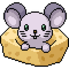 Fototapeta premium pixel art of mouse in cheese