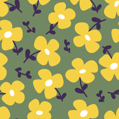 Seamless pattern with yellow flowers