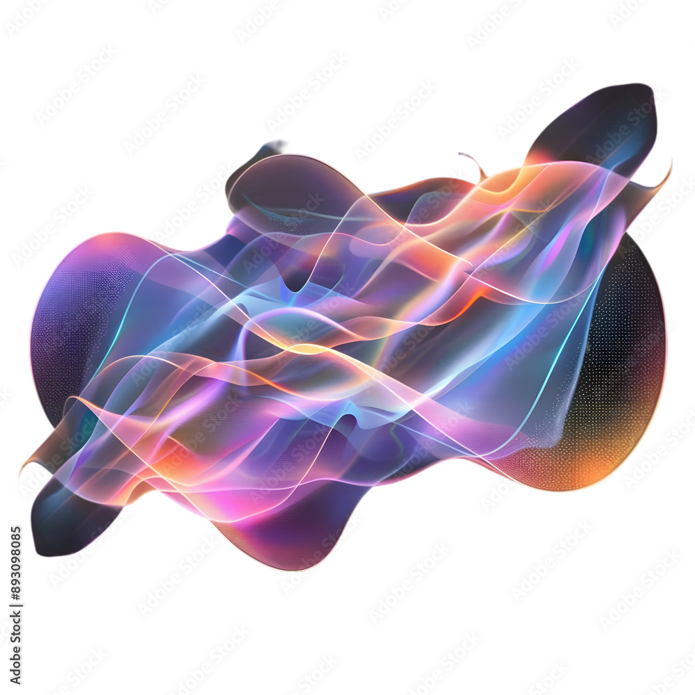Aufkleber holographic gradient neon wave shape on transparent background isolated on a transparent background