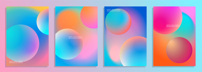 abstract colorful pastel gradient bubble cover poster background design set