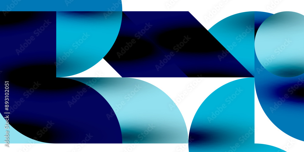 Poster tech minimal circular shapes geometric art. vector modern circles