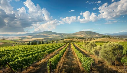 Naklejka premium Scenic view of casale marittimo village, vineyards, and maremma landscape in tuscany, italy