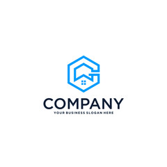 real estate logo design with house and building