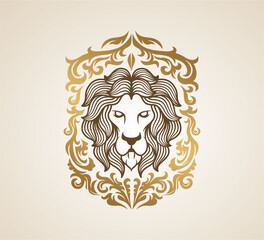 luxury lion with ornament vector design.