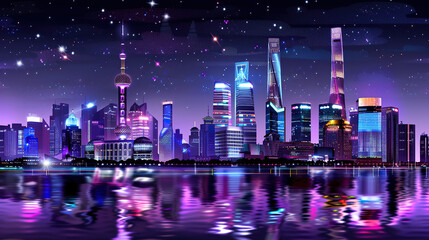 Obraz premium Country skyline at night