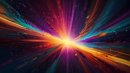 Naklejka premium Abstract illustration background featuring a dynamic shock wave, with vibrant colors radiating from the center to evoke a sense of energy and movement
