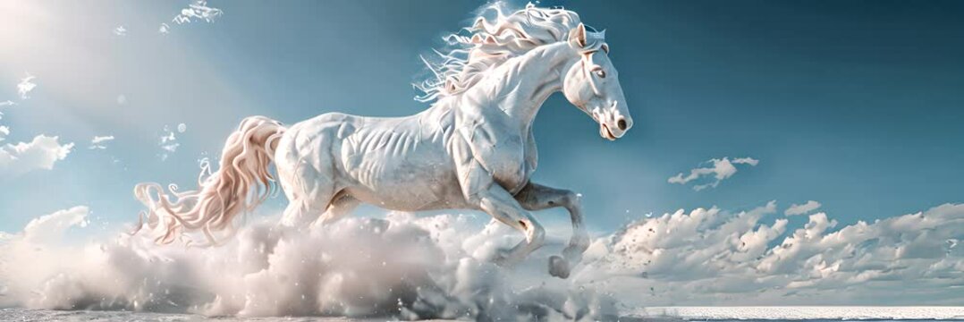 white horse running