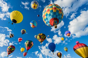 Naklejka premium Colorful Hot Air Balloons Soaring Through the Sky.