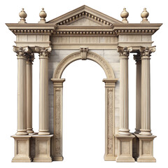 Naklejka premium Classic antique gate with pillars isolated on transparent background
