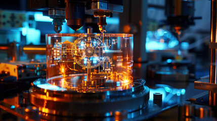 Advanced 3D Cesium Atomic Clock Hologram Visualization for Modern Advertising, High-Tech Timekeeping, and Precision Engineering