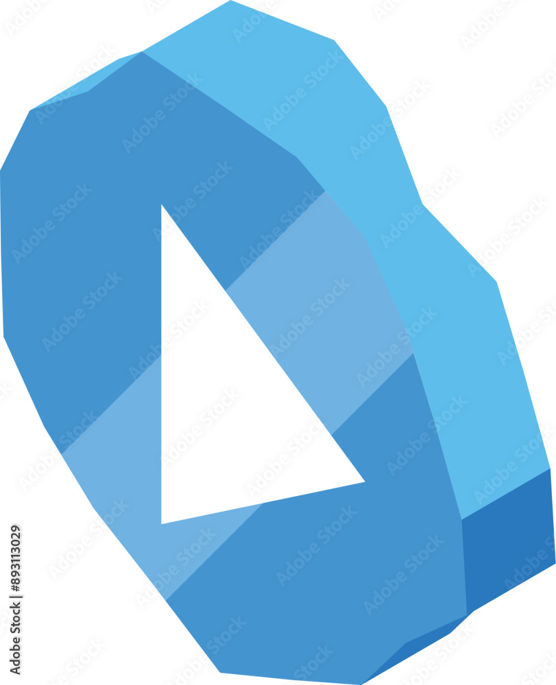 Poster blue play button icon with low poly design showing concept of multimedia playback