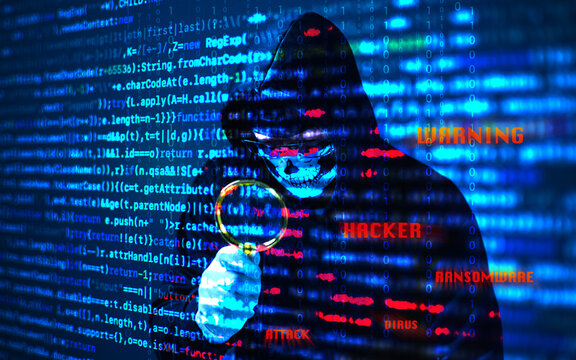 A hacker manipulates binary code to breach security systems, steal identities, and deploy a virus, leveraging technology to launch a cyber attack on networks, committing a high-tech crime.