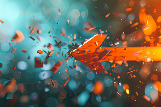 An arrow breaking a barrier during a presentation symbolizing innovation