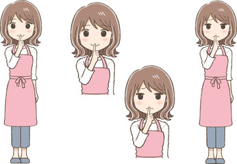 A Woman in an Apron in a Quiet Pose (Two Expressions)
