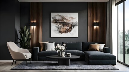 Modern Black Living Room Stylish, Contemporary, Elegant Design