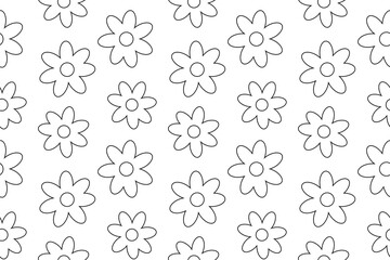 A Memphis style coloring page with retro flower patterns. Perfect for kids creative activities and relaxing coloring sessions.