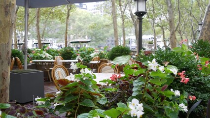 New York City, Manhattan Midtown Bryant Park with Public library, 42 street and 5th Fifth 5 avenue...