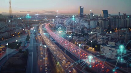 Obraz premium Enhancing urban connectivity and integration through smart city technology for improved efficiency