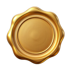 Gold wax seal isolated on transparent background