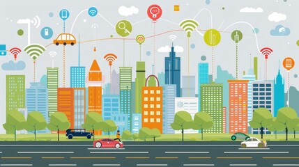 Obraz premium Advanced smart city networking solutions for optimal urban infrastructure connectivity