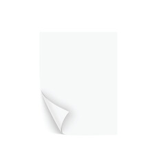 Blank white paper with curled corner, ideal for notes or messages. Vector