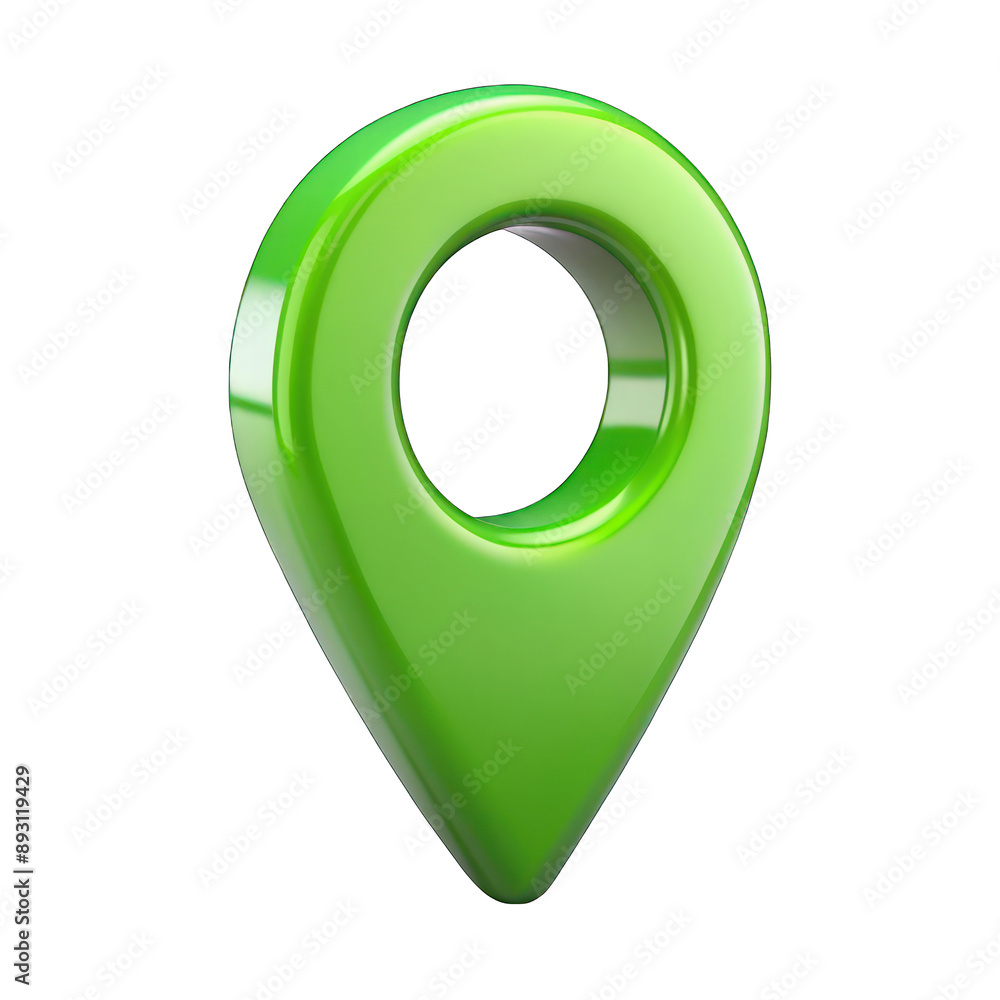 Wall mural green location icon 3d isolated on transparent background