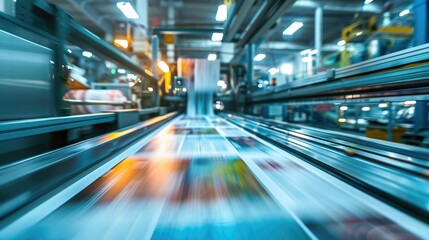 High-speed printing press in an industrial setting