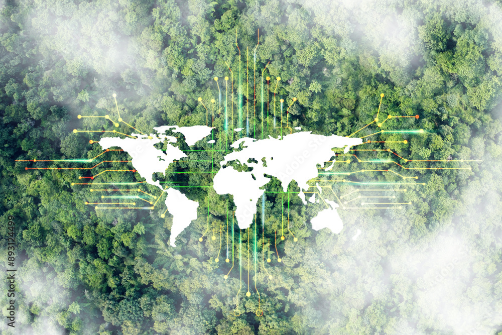 Wall mural environmental technology concept. sustainable esg modernization development by using technology of r