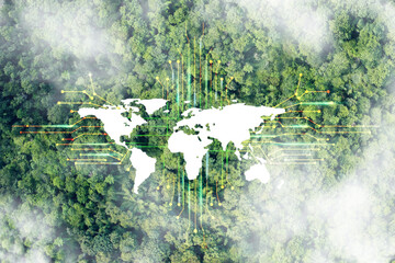 Environmental technology concept. sustainable ESG modernization development by using technology of...