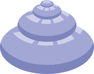 Purple shell is lying on its side, with its spiral structure visible