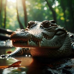 Wild crocodiles in their natural habitat