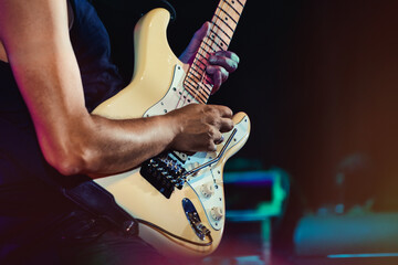 Electric guitar in pop concert