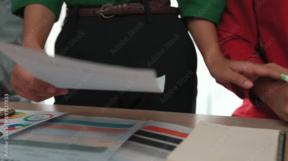 Aufkleber hand closeup of designer team brainstorming and choosing color for graphic design working or client 